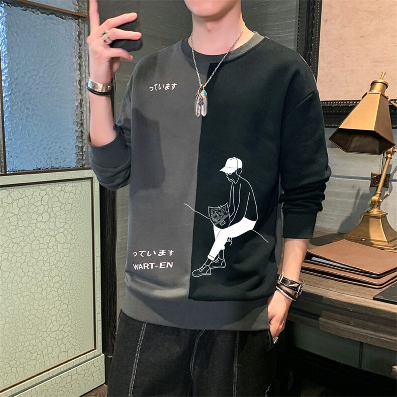 男士秋季长袖t恤男2021新款秋装潮流卫衣宽松上衣服男DS982T图片