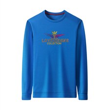 春秋季男士长袖印花圆领上衣中年商务休闲打底衫加厚时尚卫衣男装，男装卫衣，电商B212（原钱塘6029）