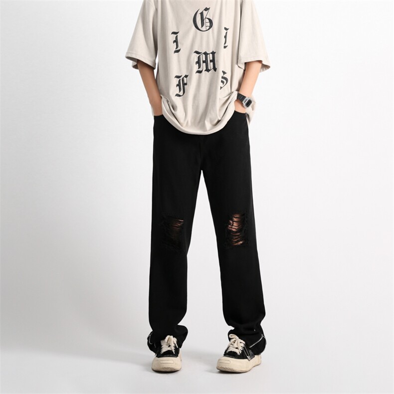 2023夏季新款港风美式高街痞帅破洞休闲牛仔裤男长裤ZK1116-P45,男装牛仔裤,星座313A(原308A-2)