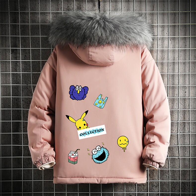 MM48079-P130冬季大毛领棉衣男士大码加厚棉袄男棉服网格,男装棉衣,电商A040A
