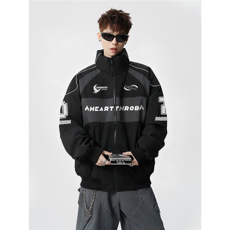 印花机车户外赛车M-5XL大码：涤纶棉衣男白底78179P128控178，男装棉衣，星座227-7