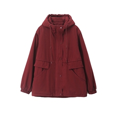 加绒厚度派克服女2025冬季新款宽松休闲连帽保暖棉服，女装派克服，天丽