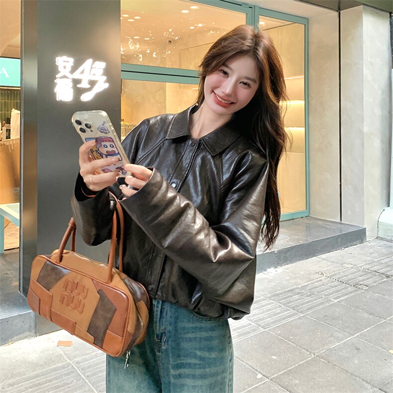 现货：2026年秋季新款时尚百搭韩版皮衣外套2C135-6821P165K238,女装皮衣,2C135
