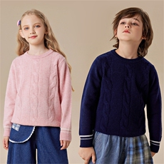 春秋冬儿童舒适时尚百搭14岁以上，童装儿童羊绒衫，六一童装
