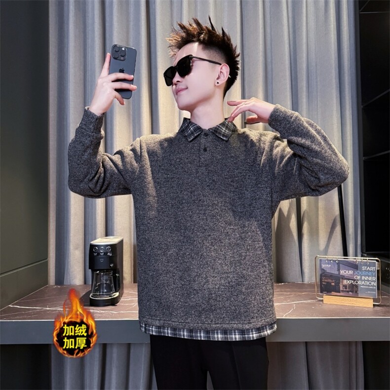 WY88556加绒P88118店主风小伙风时尚高级感翻领卫衣,男装卫衣,电商B340
