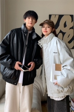 港风2025冬装宽松加厚pu皮棉衣外套潮男女大码冬季棉服S277-P128，男装皮衣，电商A233-1