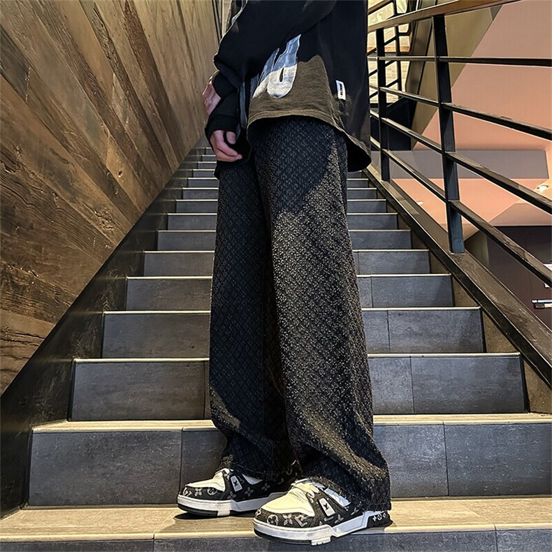 2026春季新款外景大码美式提花水洗牛仔裤M-5XGK24125-特P40，男装牛仔裤，电商A022