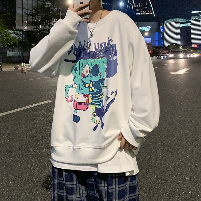 WY57（解构海绵宝宝-有版权）港风日系大码圆领卫衣P35控价48，男装卫衣，星座508（原C305）