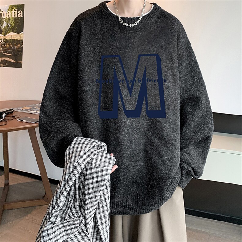 加厚加绒毛衣男大码毛线衣男针织衫男线衫M19260-P45加绒款-P65,男装针织衫/毛衣,电商A040
