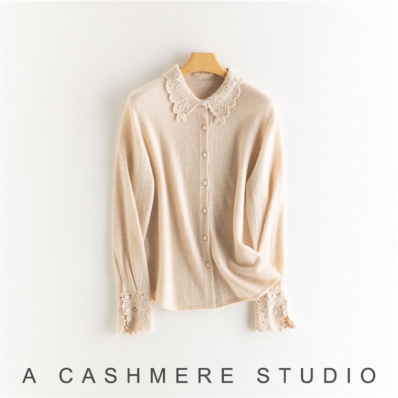 2025年秋季时尚百搭通勤简约休闲polo领钩花开衫，女装羊绒衫，致织羊绒