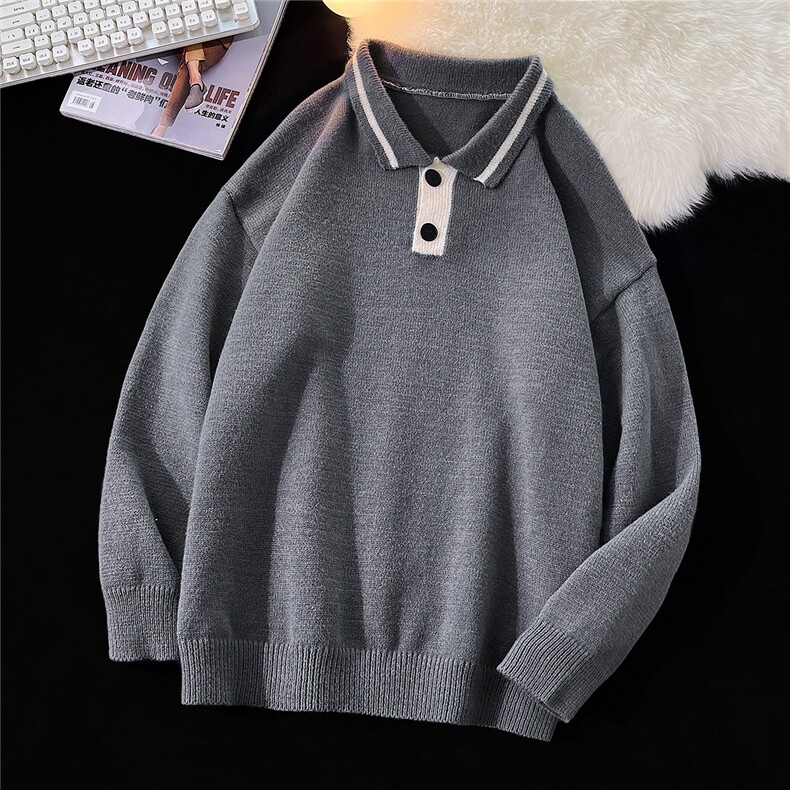 1港风平铺POLO衫领套头毛衣大码M-5XL针织衫男外套男8720P60控88，男装Polo衫，星座226-2