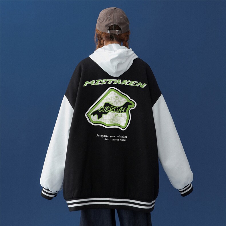 春装衔接新款潮流酷盖时尚印花宽松夹克棒球服外套G110P65控88,男装夹克,A247A