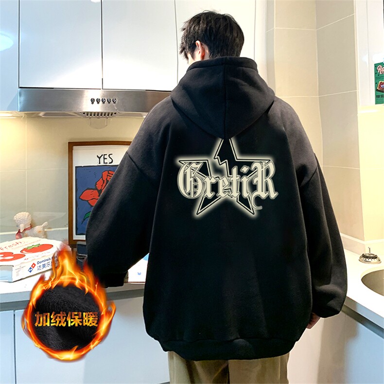 抖音供货、重磅360克现货加绒印花连帽卫衣HD019-1-LMWY44108-P40，男装卫衣，电商019-1