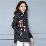 棉衣/棉服花色甜美连帽中长款时尚百搭2024年冬季休闲带帽，女装棉衣/棉服，风姿绰