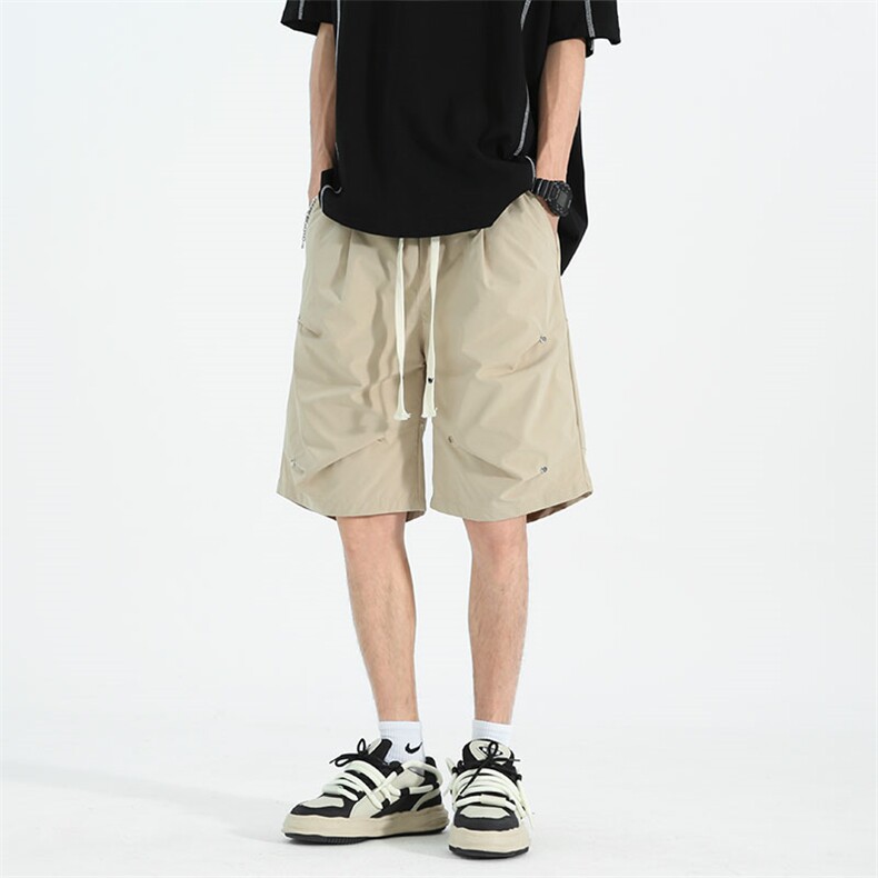 夏季铆钉抽绳短裤男夏季设计宽松休闲潮流百搭短裤DK330P35,男装牛仔裤,电商A128