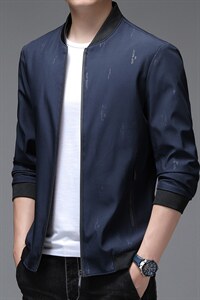 秋季新款男士纯色夹克棒球领商务休闲中年宽松免烫外套上衣男装图片