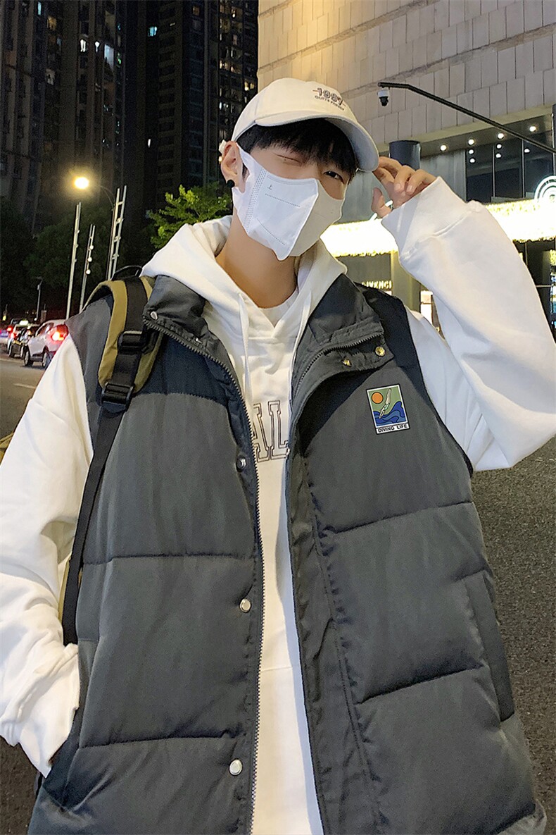 港风冬季新款立领马甲白鸭绒羽绒服男潮宽松男MJ613P115控158,男装羽绒服,电商A268A