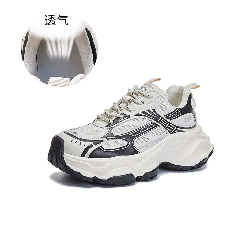 吸膜底真皮老爹鞋女2024春季新款休闲百搭运动鞋女厚底透气增高鞋,女鞋休闲鞋,电商A223