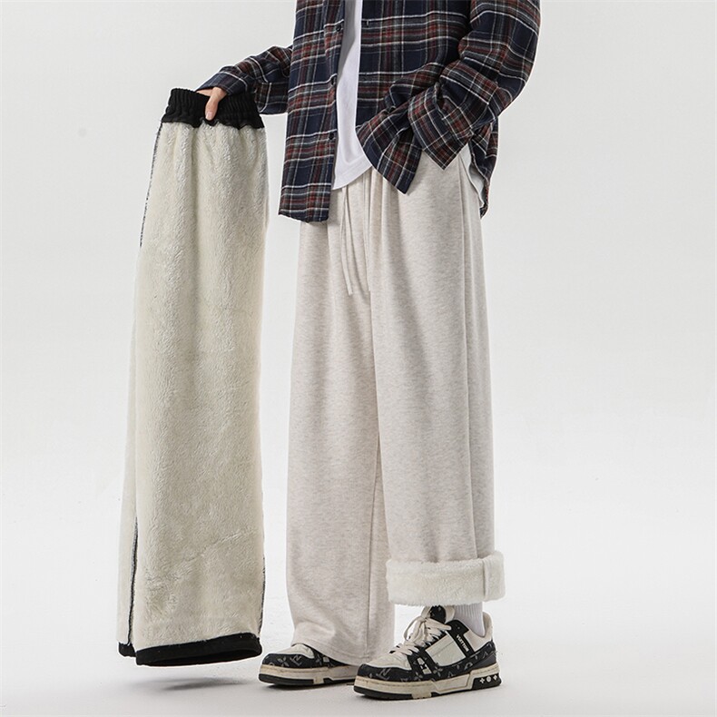8XL-M特大码工装加绒裤男纯色宽松裤卫裤休闲基础款K995P65图片