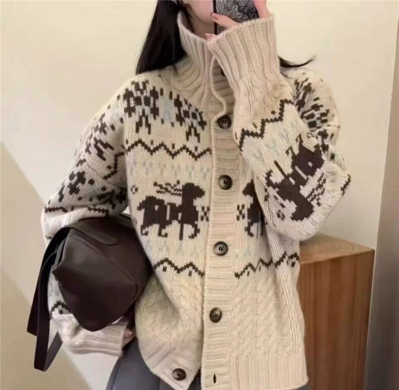 重磅加厚圣诞鹿开衫,针织衫/毛衣,戎魅羊绒
