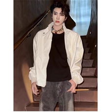 JK163-P67韩系简约立领设计拼接夹克外套男士春季潮流新款宽松，男装夹克，电商B323A