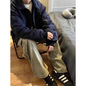 飞行员夹克男春季美式复古翻领棒球服cleanfit痞帅短款外套图片