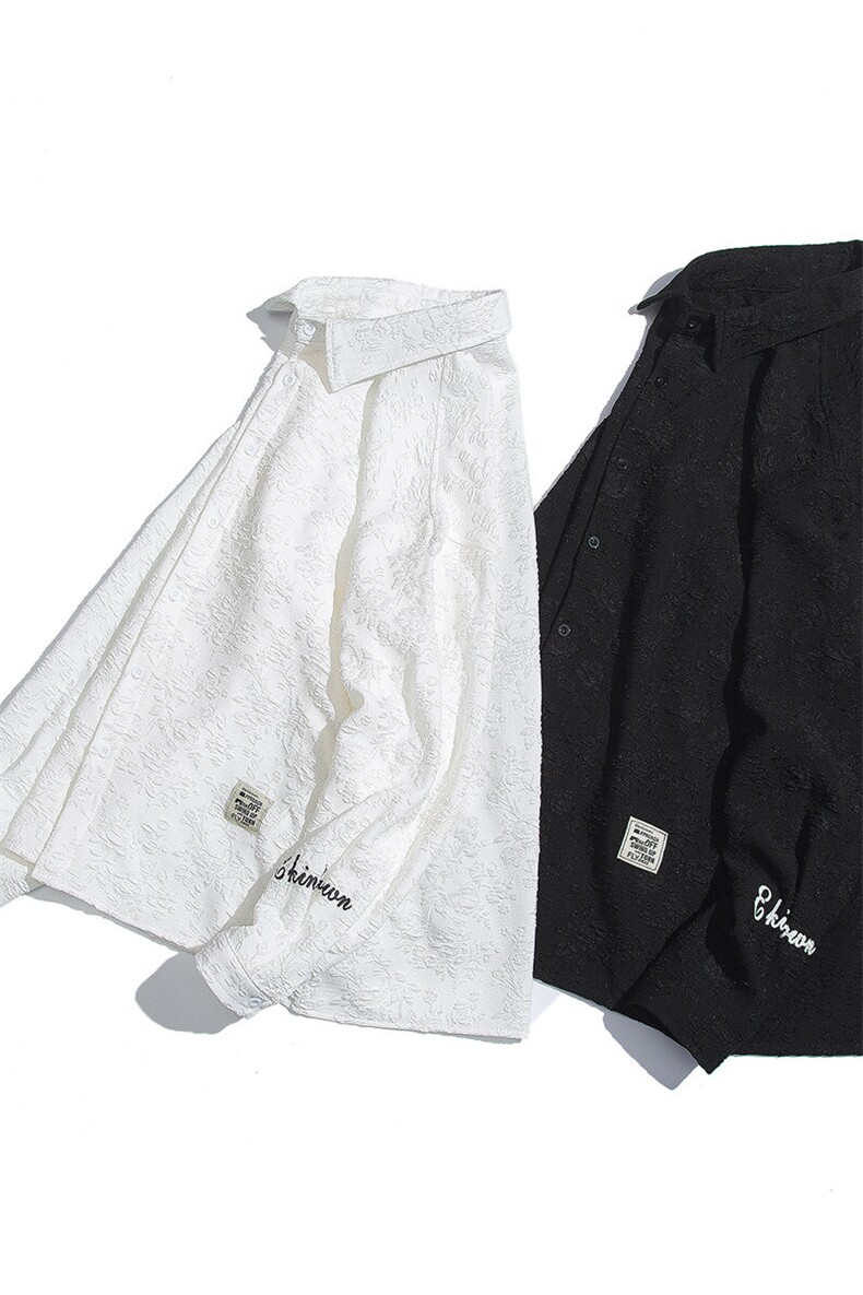 白底花型长袖衬衫男大码M-5XL情侣衬衫男长袖衬衣男CCS8734P45控,男装衬衫,星座227-7