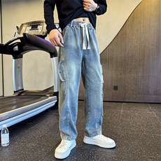 秋冬款加厚牛仔裤男士直筒裤潮牌工装长裤社会小伙潮901N37P58，男装牛仔裤，星座901