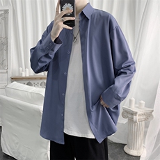 新款气质垂感纯色长袖衬衫男韩版网红痞帅潮流衬衣A071-C06-P38，男装衬衫，电商A071