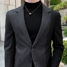 秋冬店主休闲夹克礼服西装单西男士修身拼条西服A236-XZ2309-155，男装夹克，电商A236