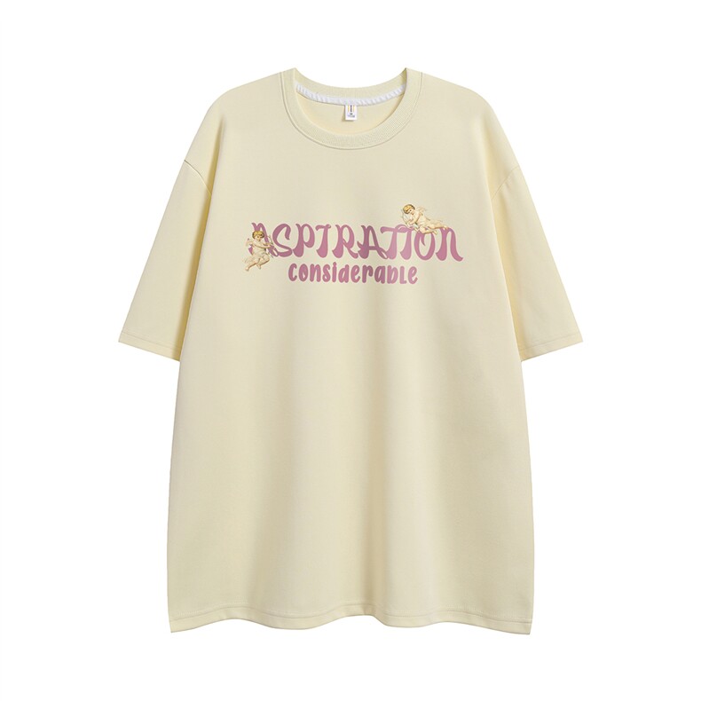 白底23新款夏季时尚百搭宽松圆领印花纯棉短袖T恤T1172P25控38,男装T恤,电商A247-1