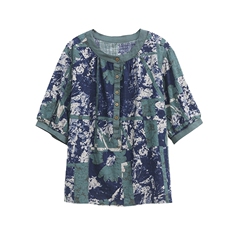 短袖上衣女夏2022新款圆领宽松显瘦印花T恤洋气小衫，女装衬衫，涵誉