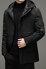 白鸭绒连帽羽绒服男款2023冬季中年装加厚保暖外套XXH1807-P290，男装羽绒服，电商B212（原钱塘6029）
