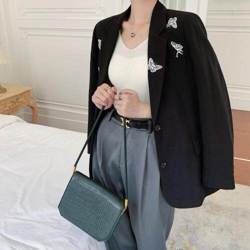 春季欧版西装发夜光的蝴蝶，女装西装，蓝衣可