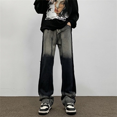 青少年insi港风潮牌宽松直筒渐变色牛仔裤子N172-P45，男装牛仔裤，星座308B-1