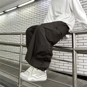 高品质秋款男工装裤大口袋复合褶皱抽绳束脚休闲长裤h7137 P45图片