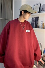 抖音品质秋季新款潮流小标宽松圆领落肩卫衣JK23343特批24控39，男装卫衣，星座605(原A050)