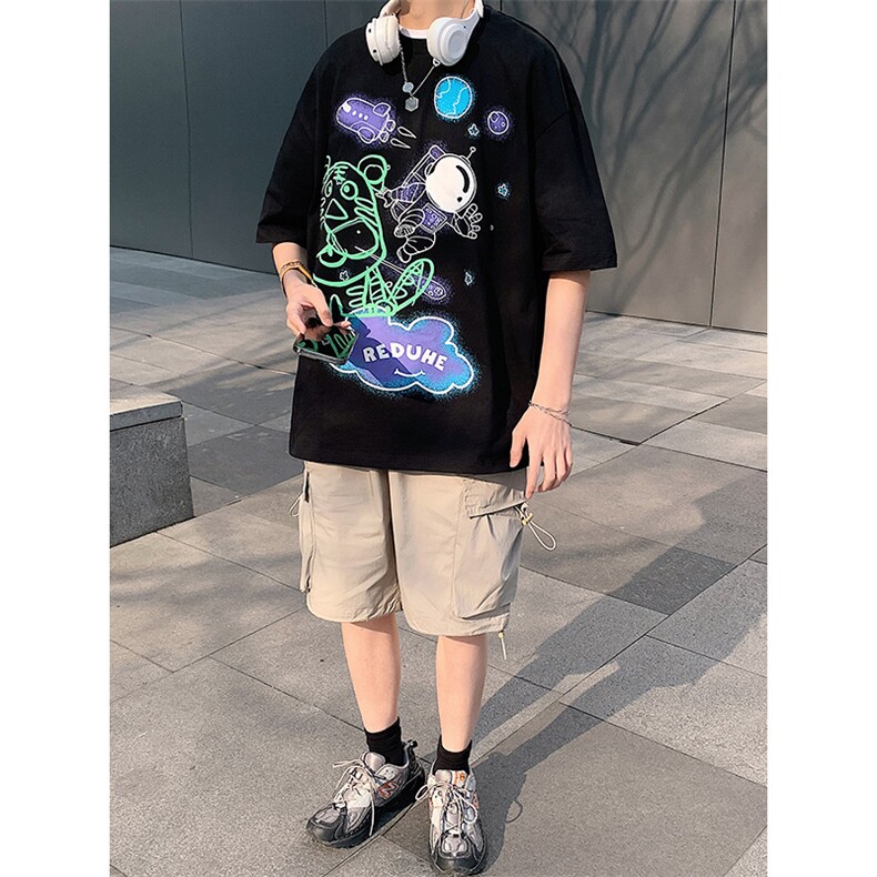 得物抖音 40支双纱高品质潮牌半袖纯棉圆领短袖T恤男女 T7200-P40图片