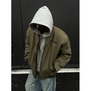 现货！毛呢格拼接飞行员棉服 1005-MY08常规P108 加棉P118图片
