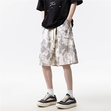 美式扎染短裤男夏季2025新款高街百搭宽松潮流五分裤XDA147-P36，男装牛仔裤，星座208-5