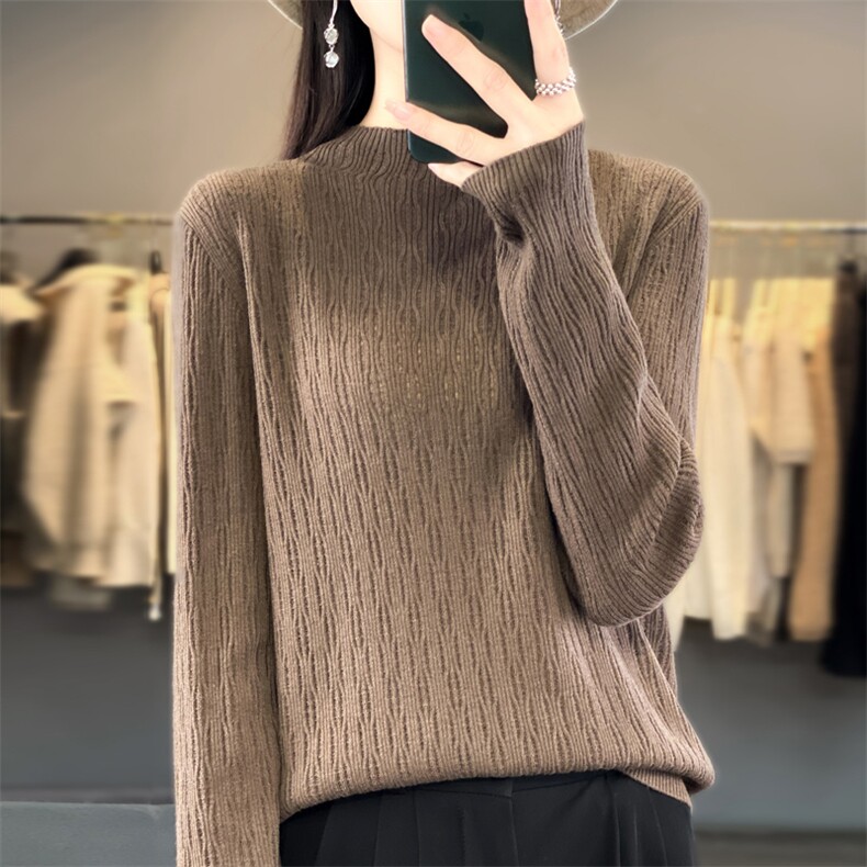 秋冬季新款纯色毛衣女宽松显瘦时尚百搭针织上衣,针织衫/毛衣,贵皇网供仓