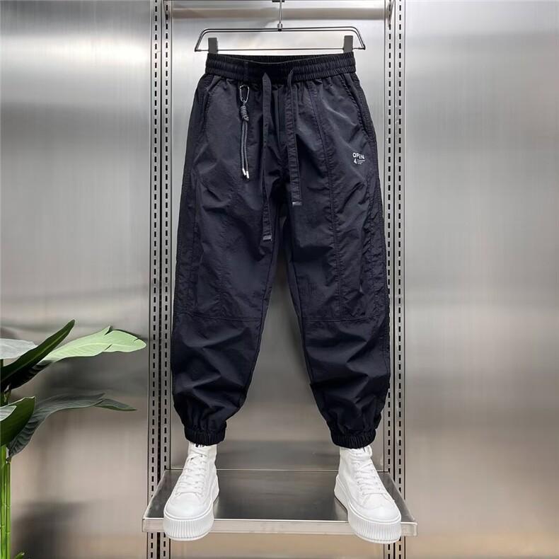 夏季薄款速干裤潮流宽松男裤子九分裤休闲裤春秋新款冰丝运动哈伦,男装休闲裤,电商B212（原钱塘6029）