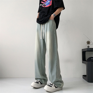 牛仔裤 X2454-TP45控价68 美式高街黄泥染薄款潮牌休闲裤男图片
