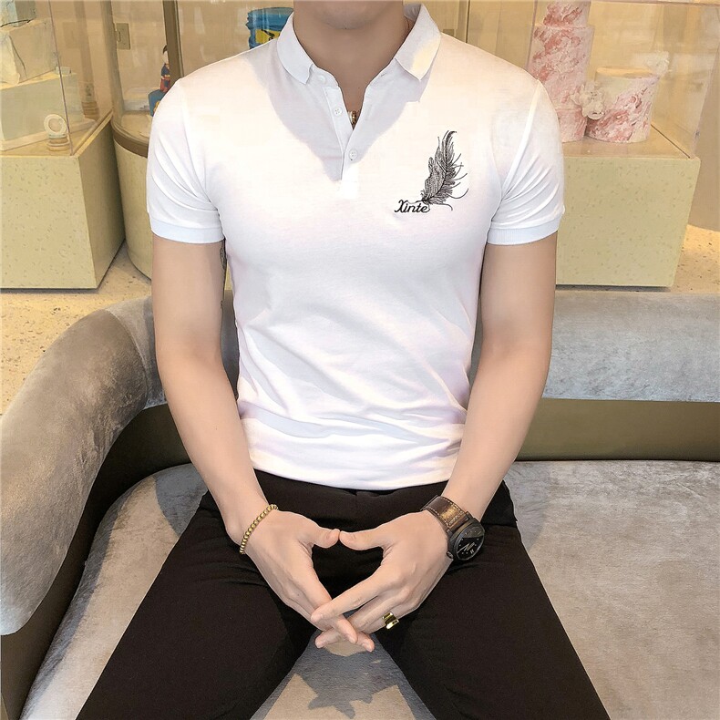 19夏新款潮男polo衫休闲百搭短袖韩版修身POLO绣花 102A-PL09图片