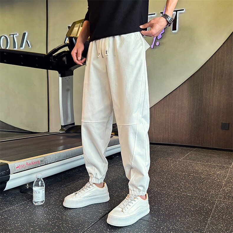 2025春夏社会小伙拼接束脚裤韩版修身纯色百搭长裤男2244/P70控98,男装休闲裤,星座313B-2(原星座309A-2)