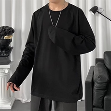 长袖t恤男潮牌ins圆领高街秋季打底衫衣服百搭卫衣男宽松D93/P20，男装T恤，星座506