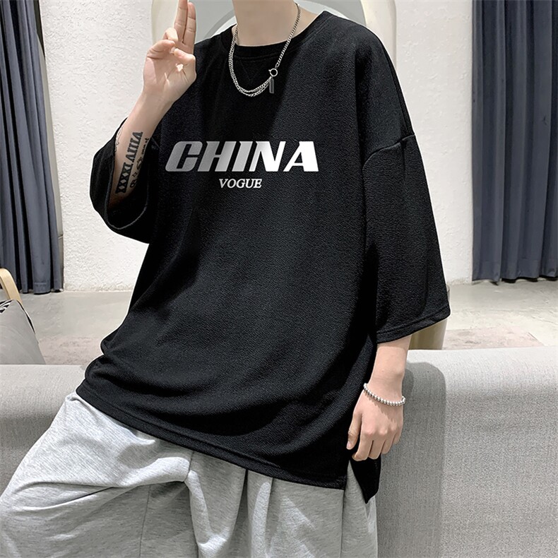 Q11001-P30春夏季七分袖t恤男大码五分袖男短袖中袖大皂风,男装T恤,电商A040