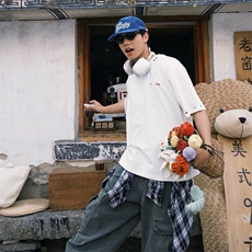万针全刺绣工艺高品质260克双纱纯棉美式高街短袖T恤特P33，男装T恤，电商A486-1