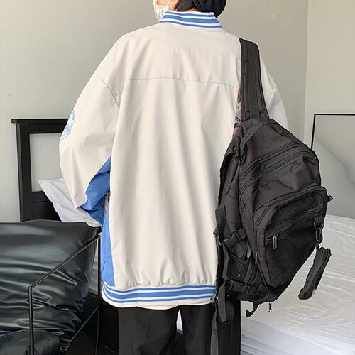 港风宽松棒球服男刺绣拼接夹克青少年立领长袖HY06P60,男装夹克,星座1116-2