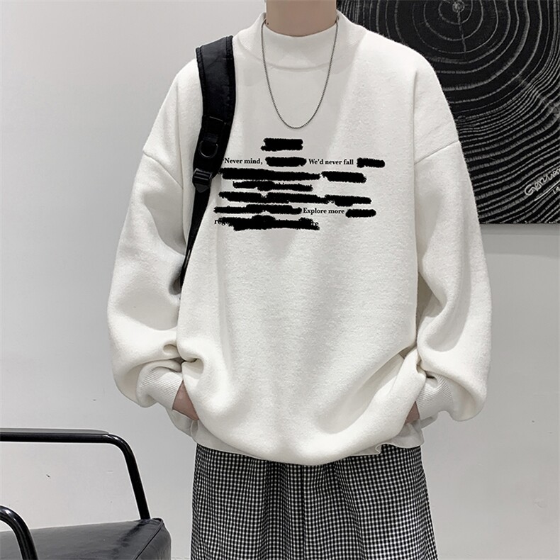 半高领毛衣男大码胖子针织衫毛线衣 M18445-P45 加绒款-P65图片